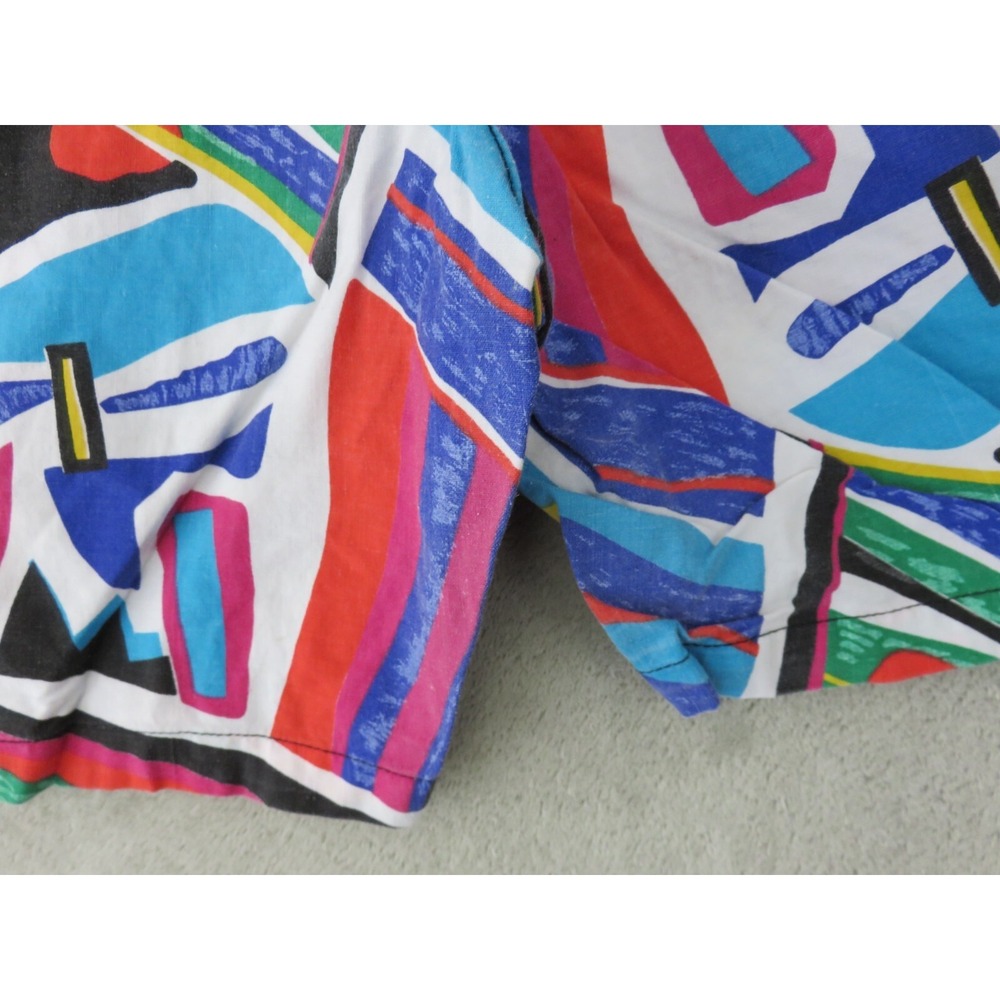 1980s Generation One Women's Multicolor Elastic Waist 100% Cotton Beach Short XL - Picture 7 of 11